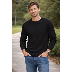Nomad Ribbed Long Sleeve Shirt Mens Large Black Textured Crewneck Soft
